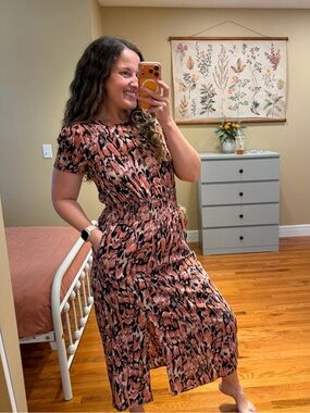Evereve Pink & Black Abstract Maxi Dress XS